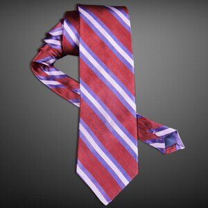 Silk—maroon and purple striped—hand-woven tie